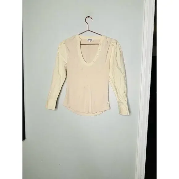 AREA STARS Off White Knit Sweater Scoop Neck Puff Long Sleeves Sweater Size M - Picture 4 of 10